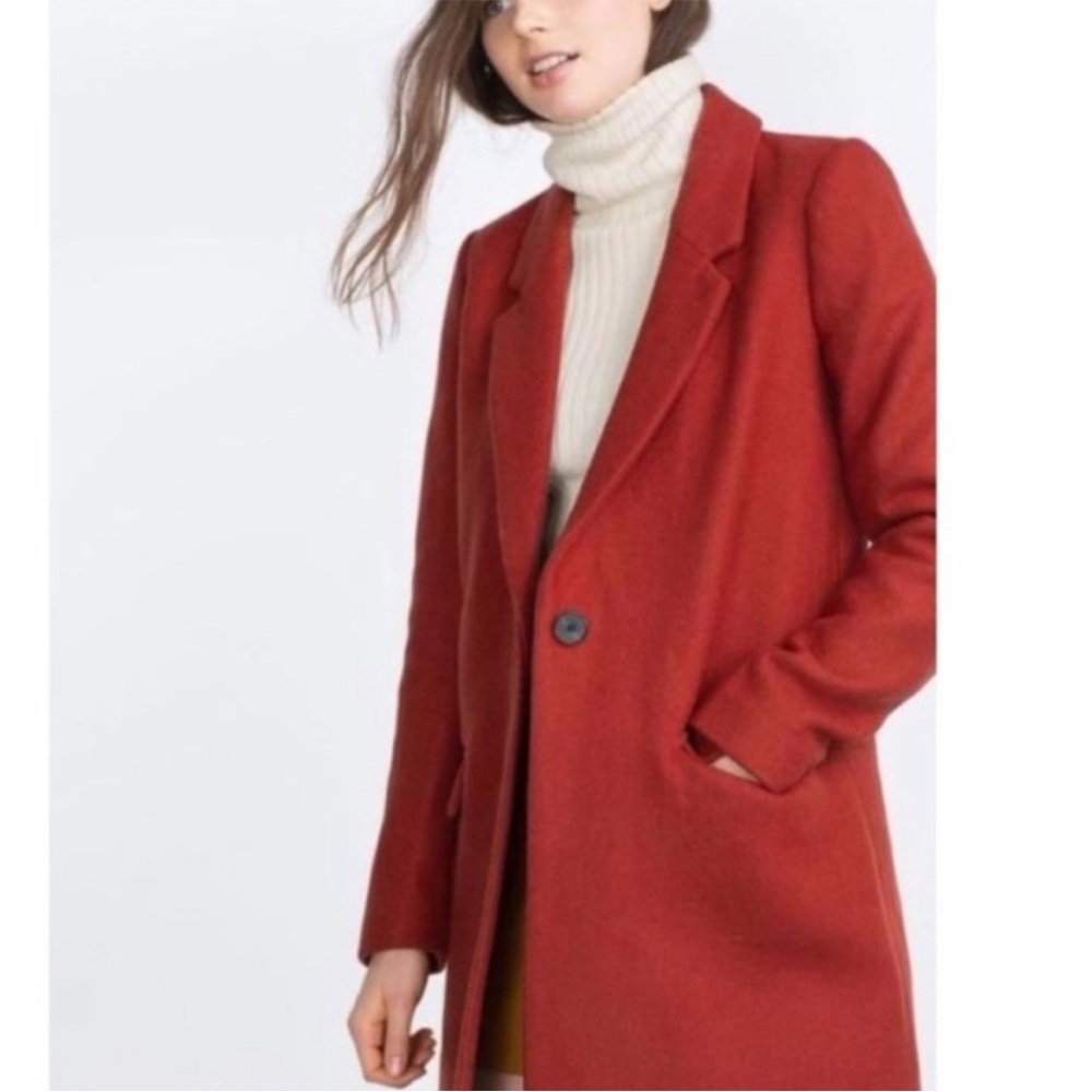 Zara Trafaluc Rust Red-Orange Coat
